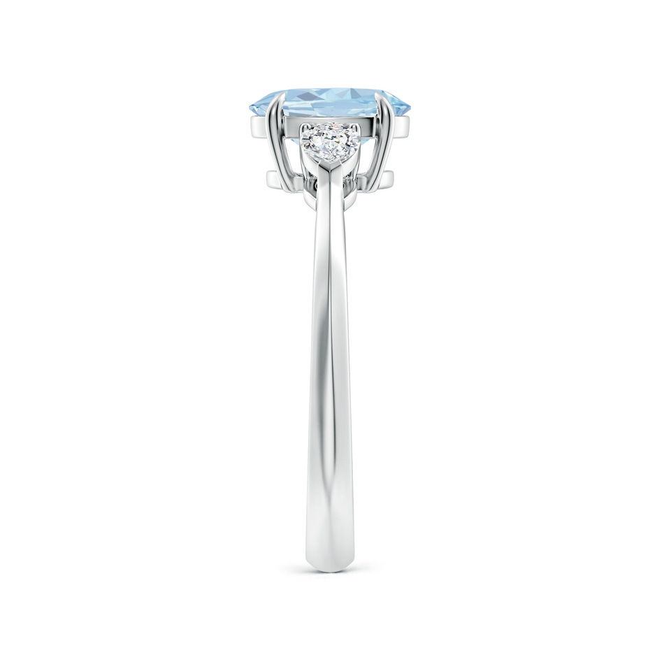 8x6mm A Oval Aquamarine and Pear Diamond Three Stone Engagement Ring in White Gold side 299