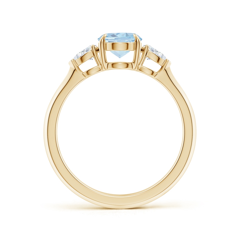 8x6mm A Oval Aquamarine and Pear Diamond Three Stone Engagement Ring in Yellow Gold side 199