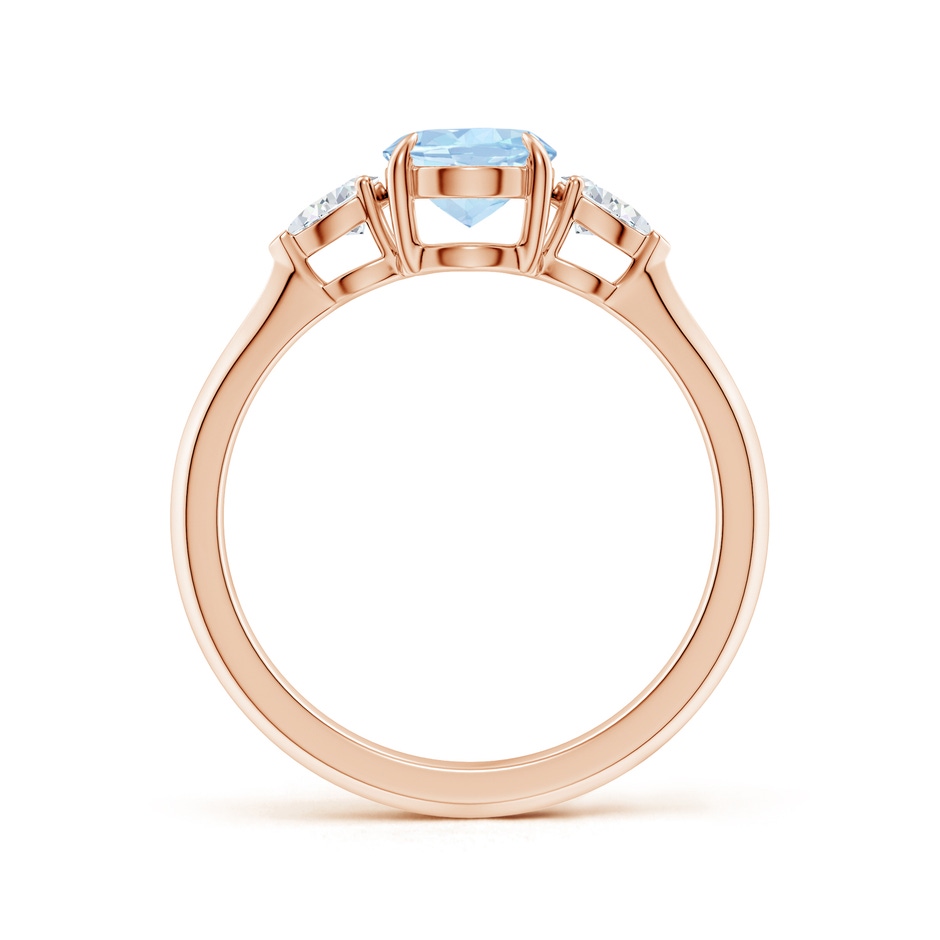 8x6mm AA Oval Aquamarine and Pear Diamond Three Stone Engagement Ring in Rose Gold side 199