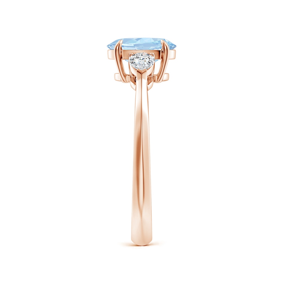 8x6mm AA Oval Aquamarine and Pear Diamond Three Stone Engagement Ring in Rose Gold side 299