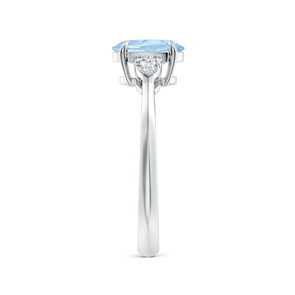 8x6mm AA Oval Aquamarine and Pear Diamond Three Stone Engagement Ring in White Gold side 299