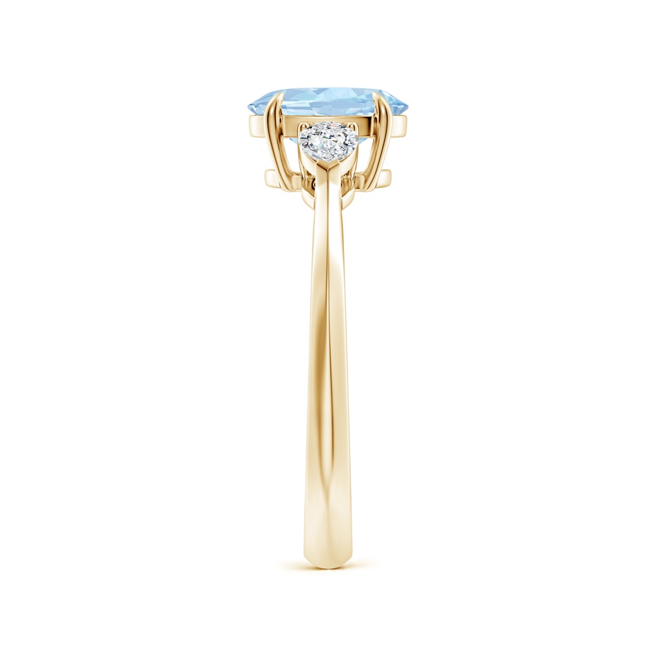 8x6mm AA Oval Aquamarine and Pear Diamond Three Stone Engagement Ring in Yellow Gold side 299