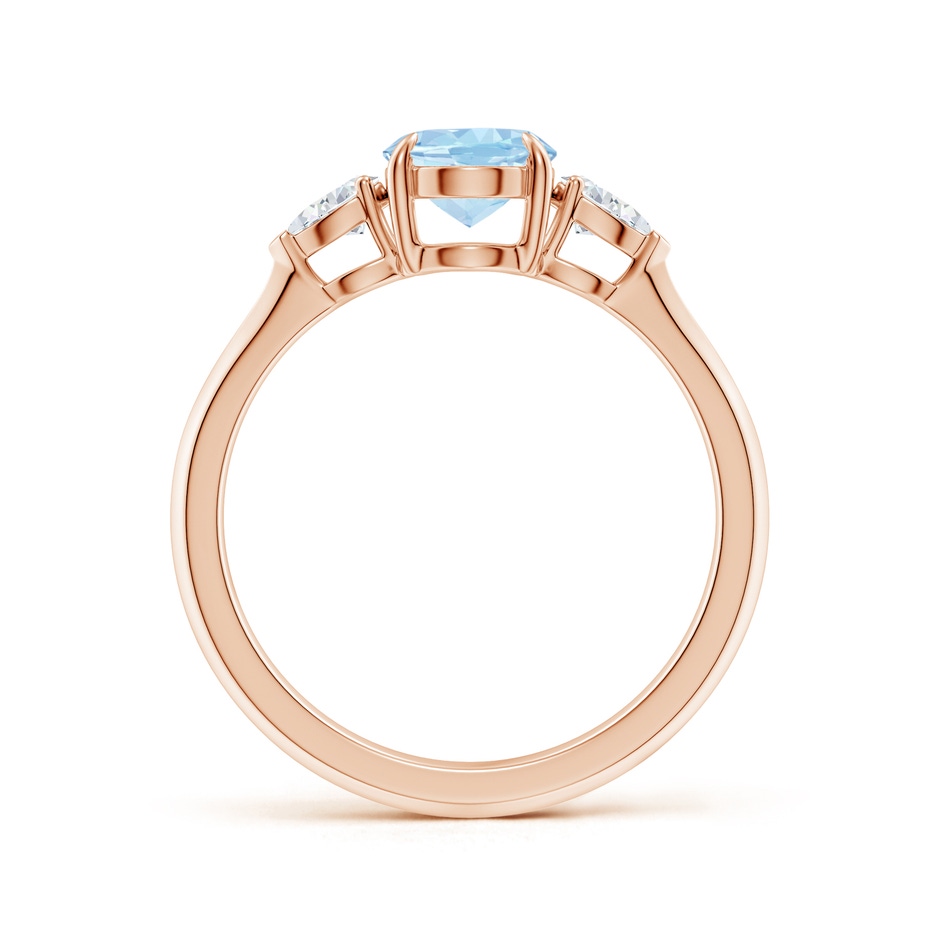 8x6mm AAA Oval Aquamarine and Pear Diamond Three Stone Engagement Ring in Rose Gold side 199