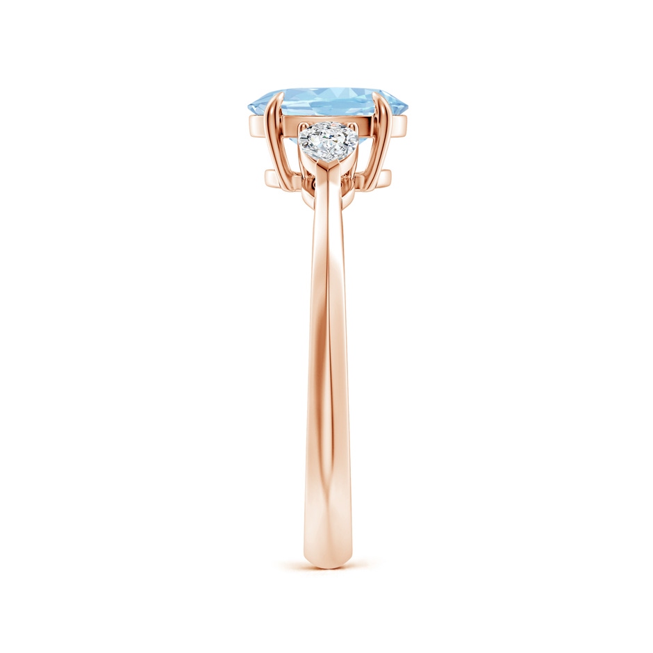 8x6mm AAA Oval Aquamarine and Pear Diamond Three Stone Engagement Ring in Rose Gold side 299