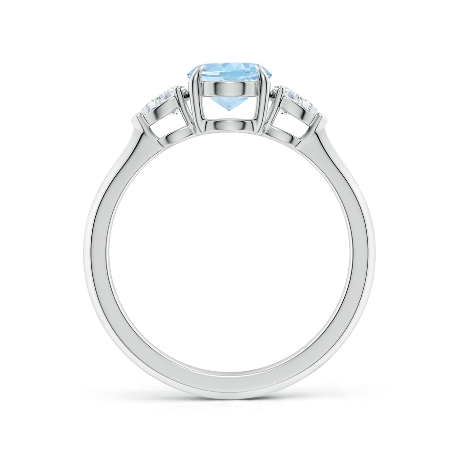 8x6mm AAA Oval Aquamarine and Pear Diamond Three Stone Engagement Ring in White Gold side 199