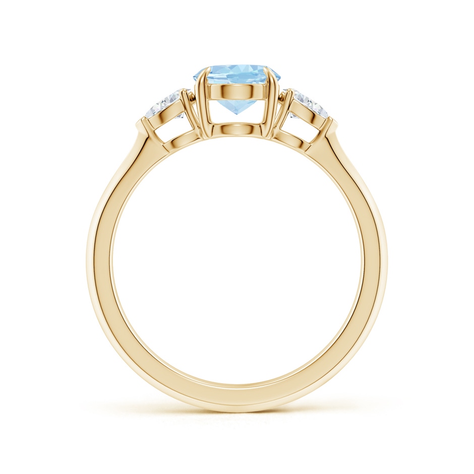 8x6mm AAA Oval Aquamarine and Pear Diamond Three Stone Engagement Ring in Yellow Gold side 199