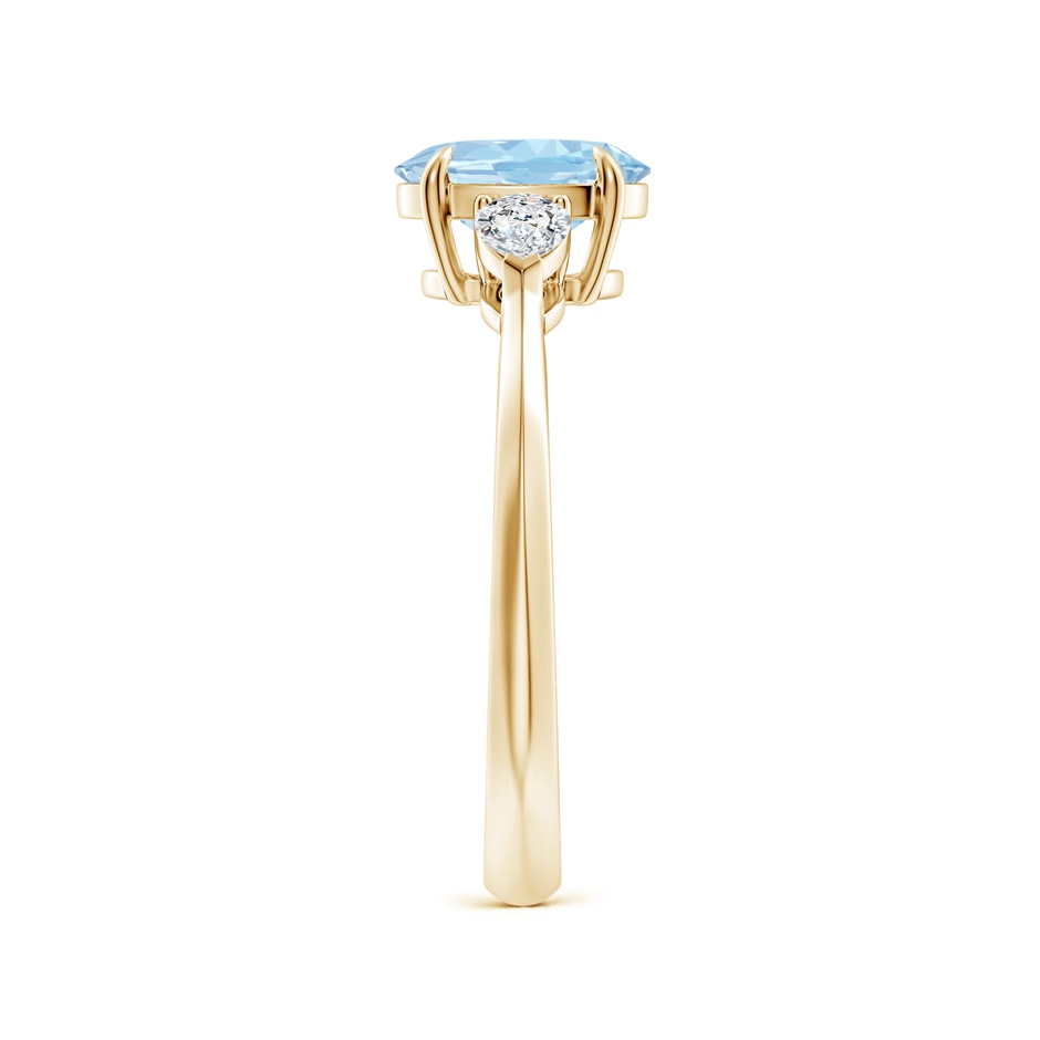 8x6mm AAA Oval Aquamarine and Pear Diamond Three Stone Engagement Ring in Yellow Gold side 299