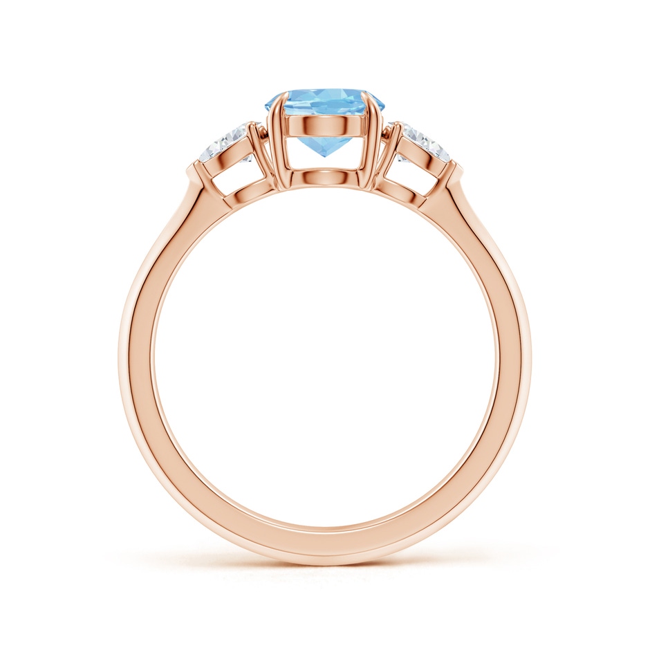 8x6mm AAAA Oval Aquamarine and Pear Diamond Three Stone Engagement Ring in Rose Gold side 199