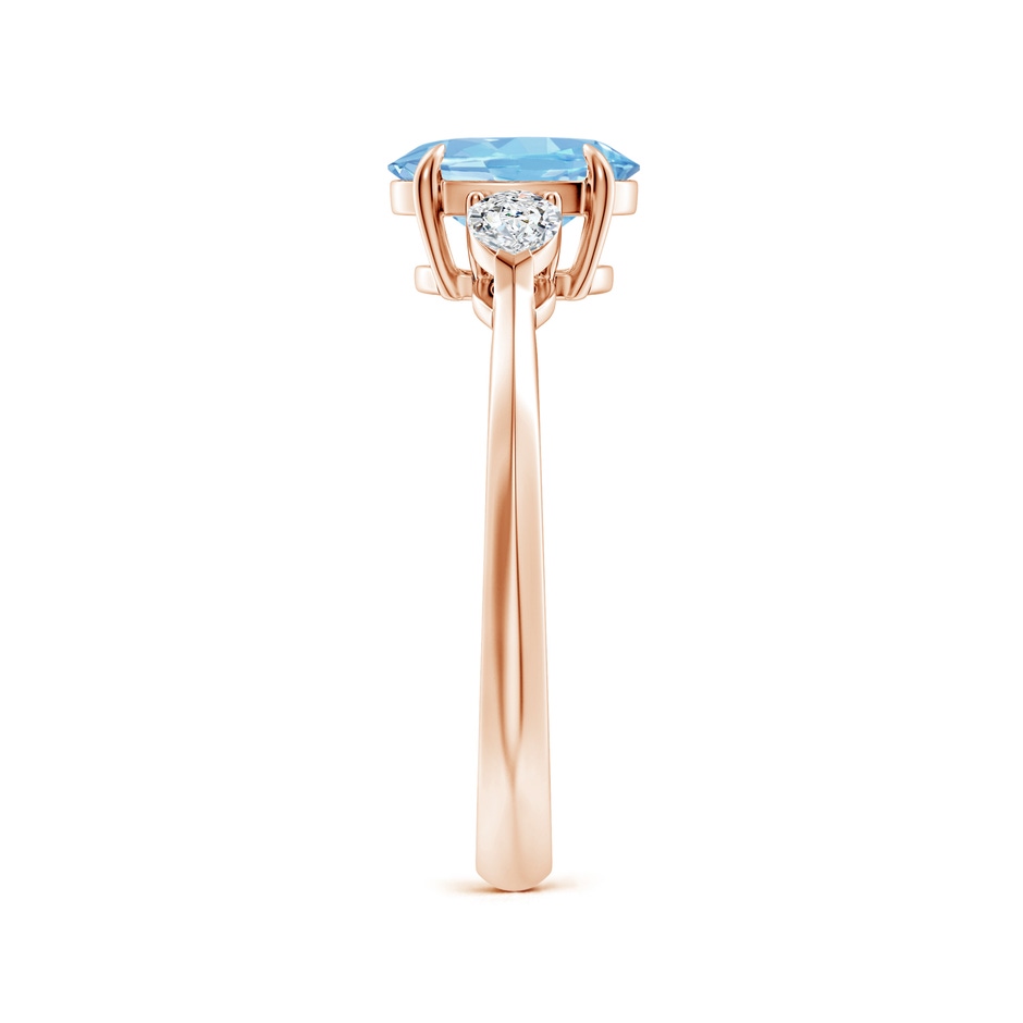 8x6mm AAAA Oval Aquamarine and Pear Diamond Three Stone Engagement Ring in Rose Gold side 299
