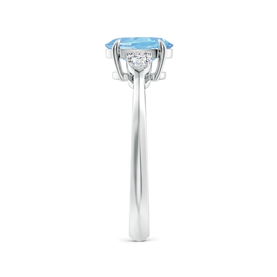 8x6mm AAAA Oval Aquamarine and Pear Diamond Three Stone Engagement Ring in White Gold side 299