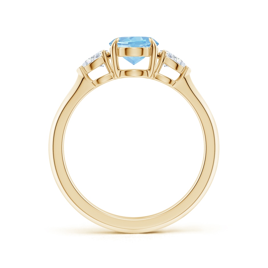 8x6mm AAAA Oval Aquamarine and Pear Diamond Three Stone Engagement Ring in Yellow Gold side 199