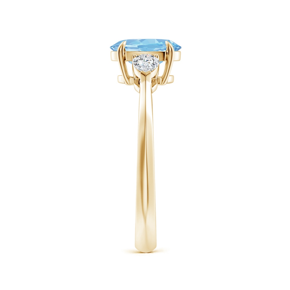 8x6mm AAAA Oval Aquamarine and Pear Diamond Three Stone Engagement Ring in Yellow Gold side 299