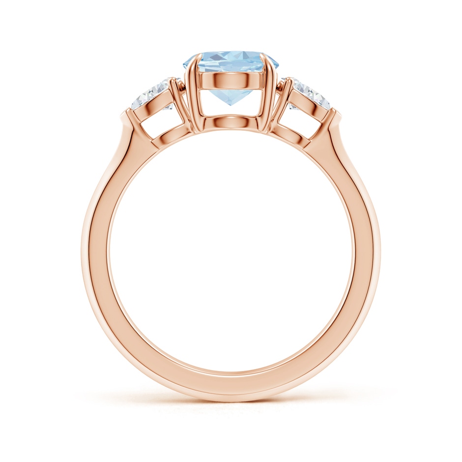 9x7mm A Oval Aquamarine and Pear Diamond Three Stone Engagement Ring in Rose Gold side 199