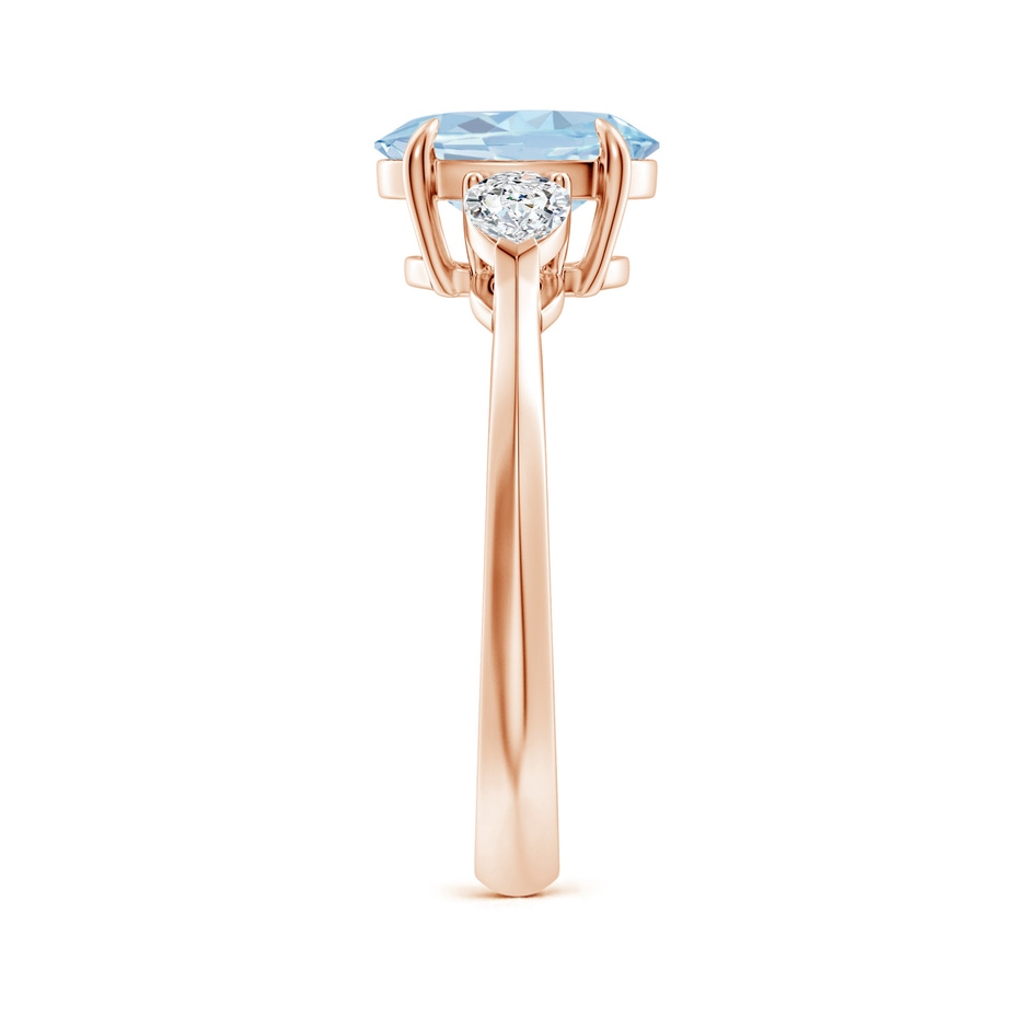 9x7mm A Oval Aquamarine and Pear Diamond Three Stone Engagement Ring in Rose Gold side 299