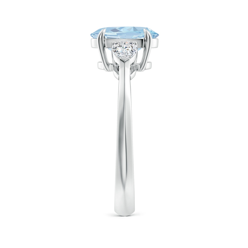 9x7mm A Oval Aquamarine and Pear Diamond Three Stone Engagement Ring in White Gold side 299