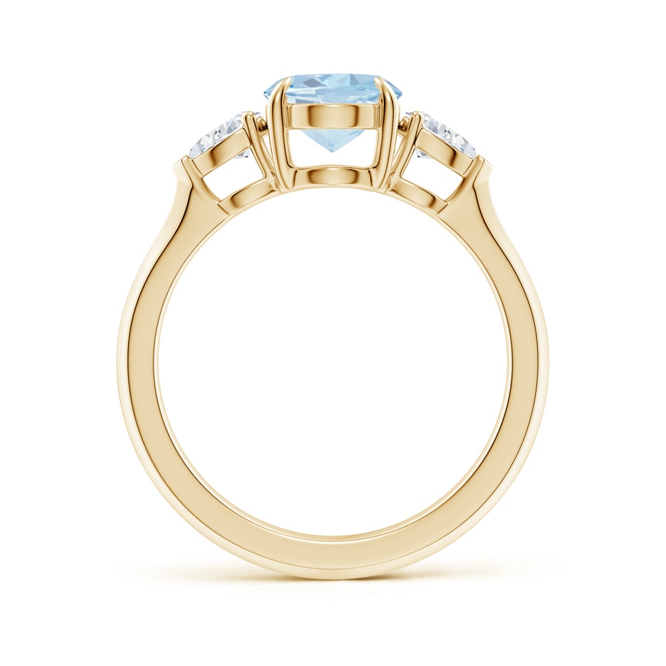 9x7mm A Oval Aquamarine and Pear Diamond Three Stone Engagement Ring in Yellow Gold side 199