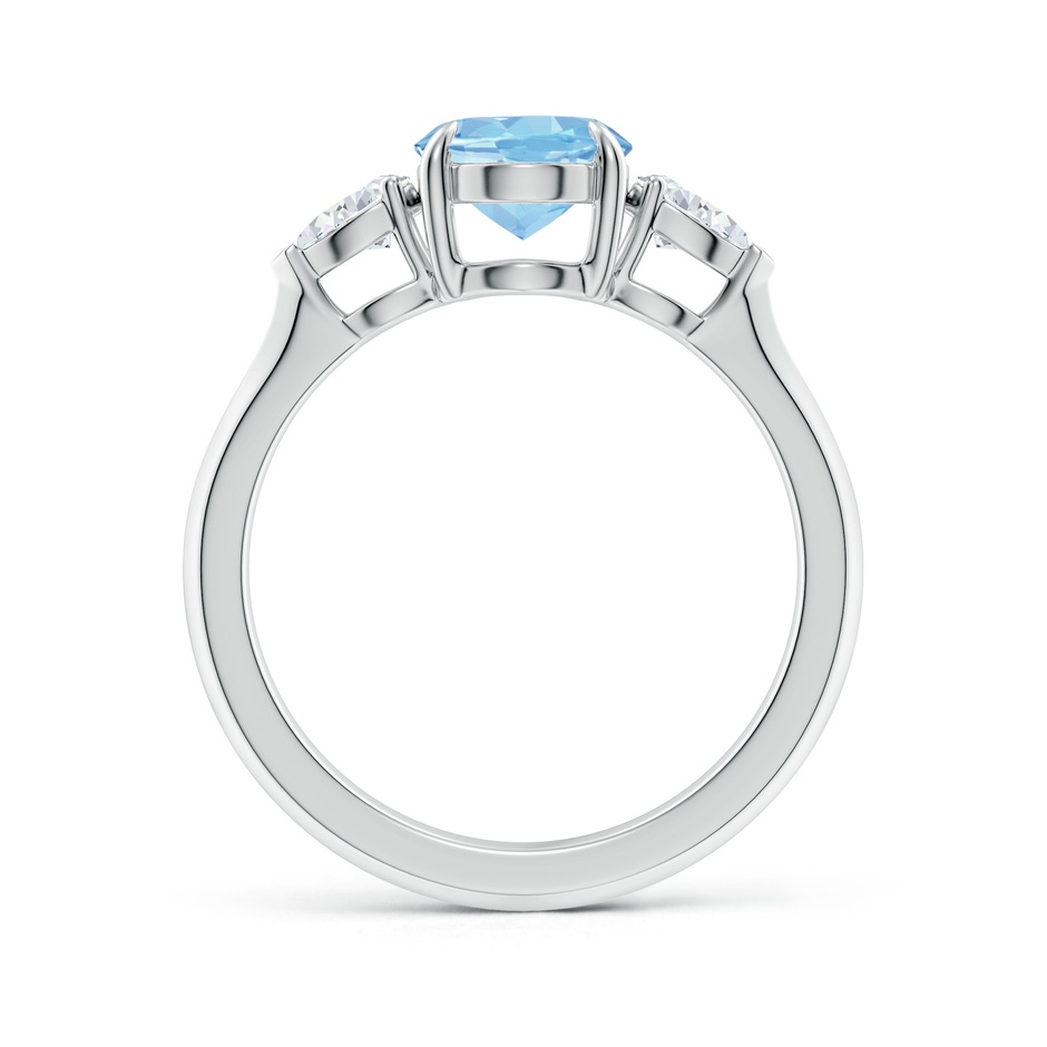 9x7mm AAAA Oval Aquamarine and Pear Diamond Three Stone Engagement Ring in P950 Platinum side 199