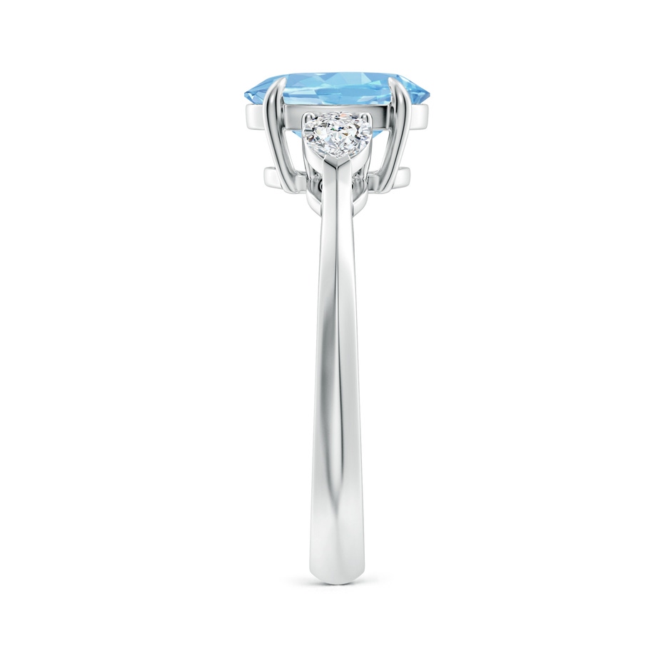 9x7mm AAAA Oval Aquamarine and Pear Diamond Three Stone Engagement Ring in P950 Platinum side 299