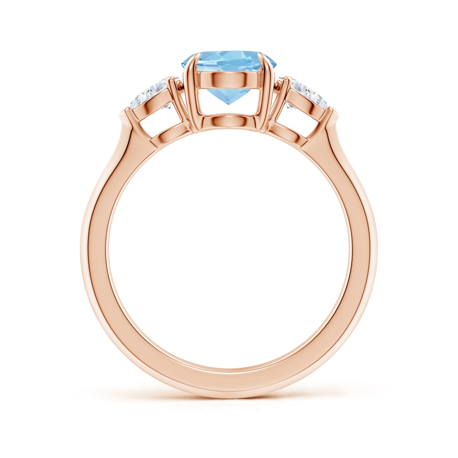 9x7mm AAAA Oval Aquamarine and Pear Diamond Three Stone Engagement Ring in Rose Gold side 199