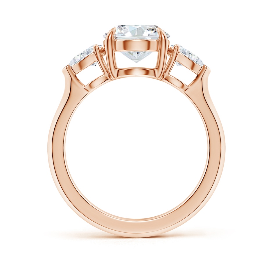 10x8mm GVS2 Oval Diamond and Pear Diamond Three Stone Engagement Ring in Rose Gold side 199