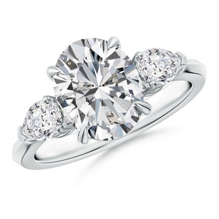10x8mm HSI2 Oval Diamond and Pear Diamond Three Stone Engagement Ring in P950 Platinum