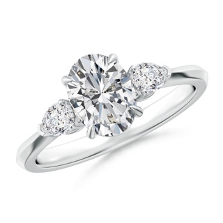 8x6mm HSI2 Oval Diamond and Pear Diamond Three Stone Engagement Ring in P950 Platinum