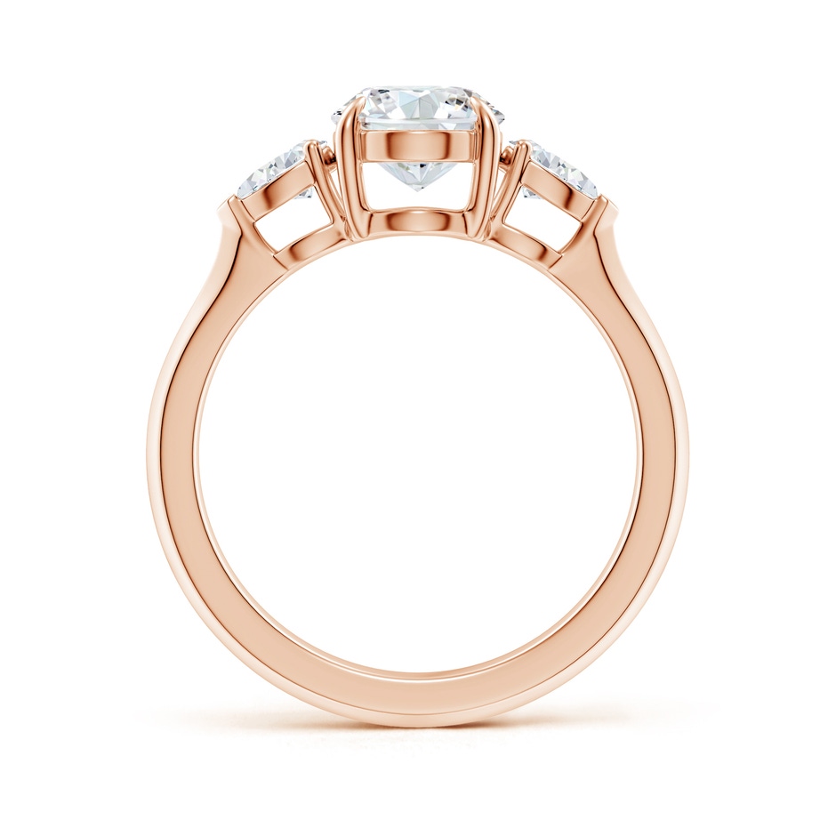 9x7mm GVS2 Oval Diamond and Pear Diamond Three Stone Engagement Ring in 18K Rose Gold side 199