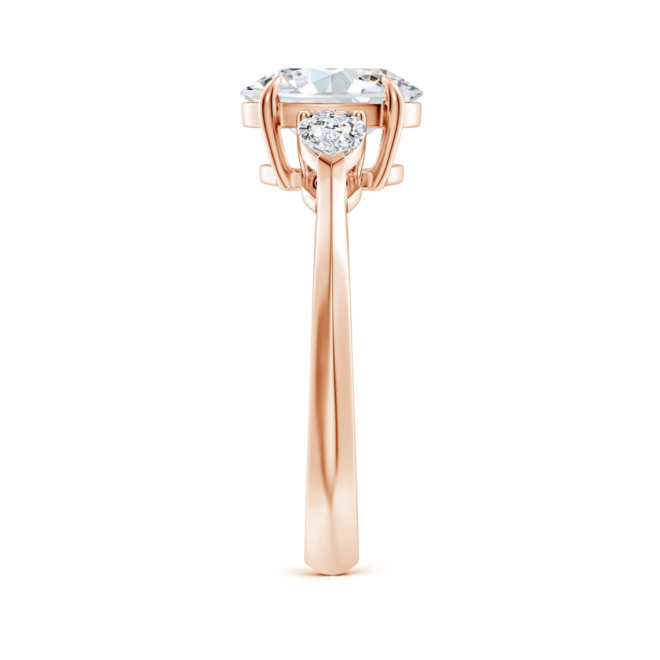 9x7mm GVS2 Oval Diamond and Pear Diamond Three Stone Engagement Ring in 18K Rose Gold side 299