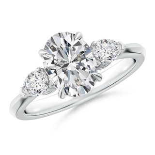 9x7mm HSI2 Oval Diamond and Pear Diamond Three Stone Engagement Ring in P950 Platinum