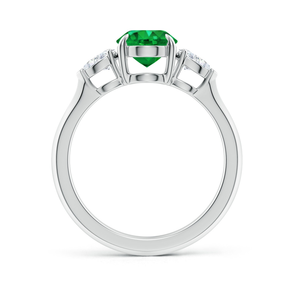 9x7mm AAA Oval Emerald and Pear Diamond Three Stone Engagement Ring in White Gold Side 199
