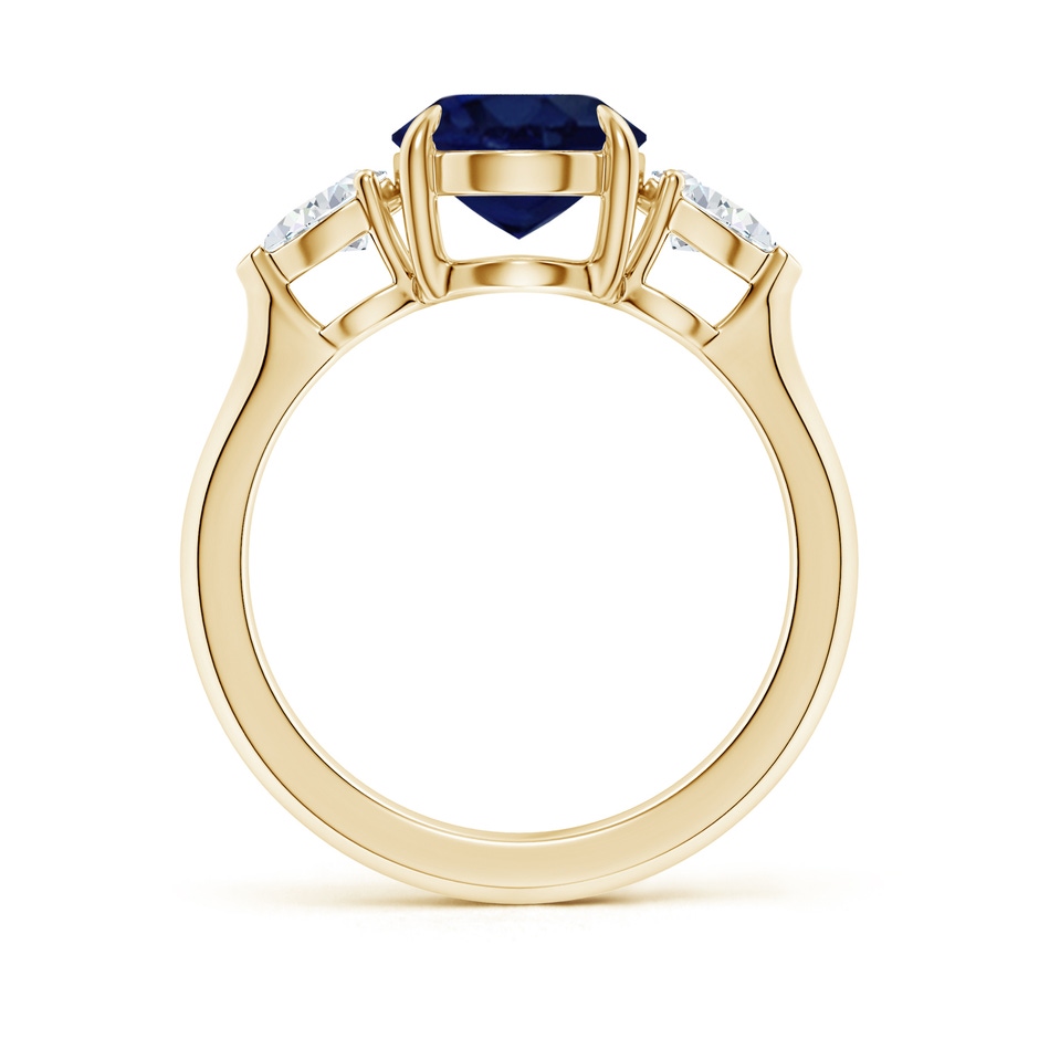 10x8mm A Oval Blue Sapphire and Pear Diamond Three Stone Engagement Ring in Yellow Gold side 199