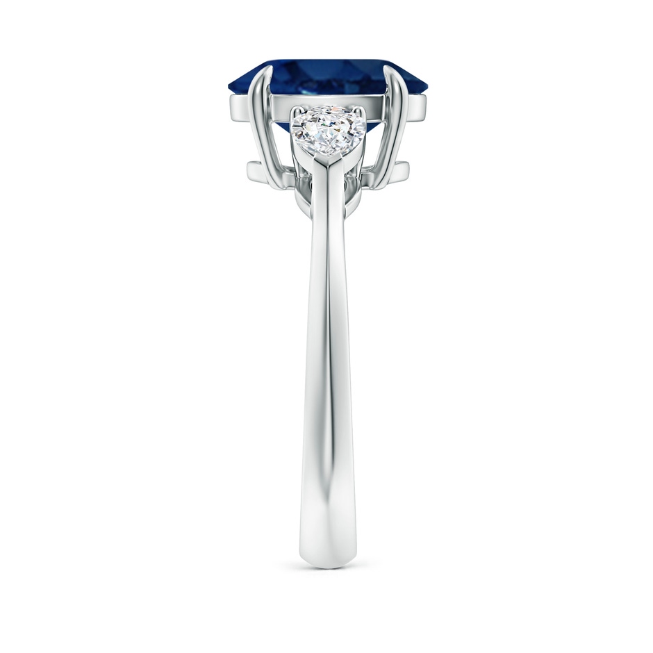 10x8mm AA Oval Blue Sapphire and Pear Diamond Three Stone Engagement Ring in P950 Platinum side 299