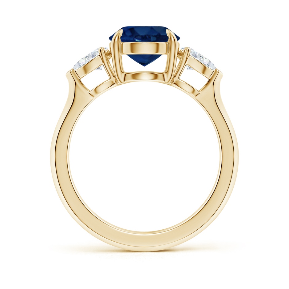 10x8mm AA Oval Blue Sapphire and Pear Diamond Three Stone Engagement Ring in Yellow Gold side 199
