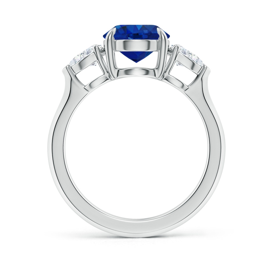 10x8mm AAA Oval Blue Sapphire and Pear Diamond Three Stone Engagement Ring in P950 Platinum side 199