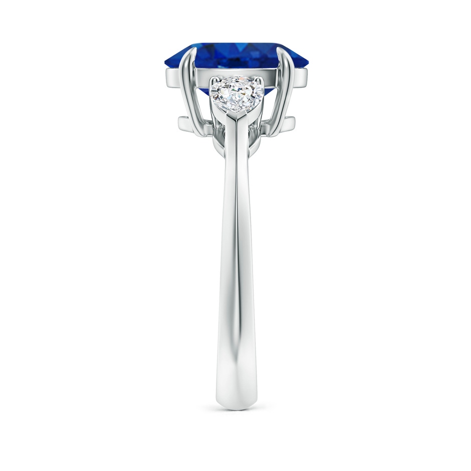 10x8mm AAA Oval Blue Sapphire and Pear Diamond Three Stone Engagement Ring in P950 Platinum side 299
