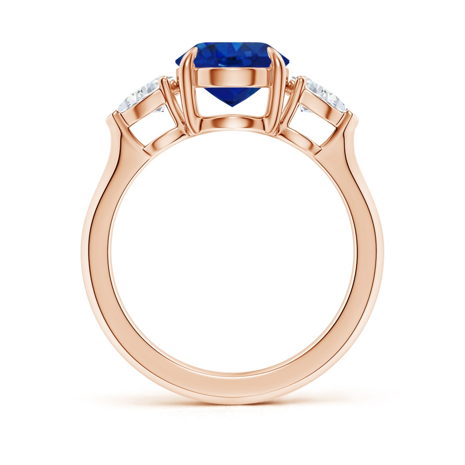 10x8mm AAA Oval Blue Sapphire and Pear Diamond Three Stone Engagement Ring in Rose Gold side 199