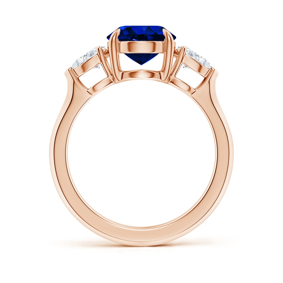 10x8mm AAAA Oval Blue Sapphire and Pear Diamond Three Stone Engagement Ring in 18K Rose Gold side 199