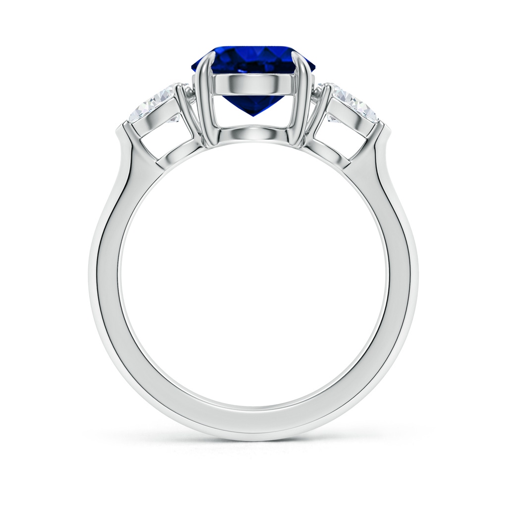 10x8mm Lab-Grown Oval Blue Sapphire and Pear Diamond Three Stone Engagement Ring in P950 Platinum - side 199