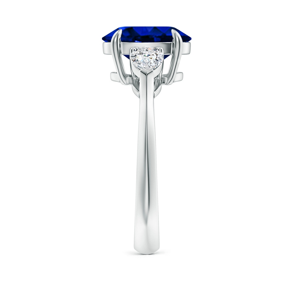 10x8mm Lab-Grown Oval Blue Sapphire and Pear Diamond Three Stone Engagement Ring in White Gold side 299