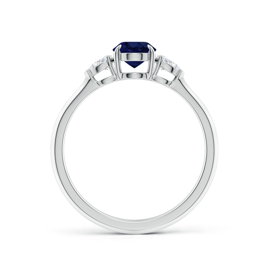 7x5mm A Oval Blue Sapphire and Pear Diamond Three Stone Engagement Ring in 9K White Gold side 199