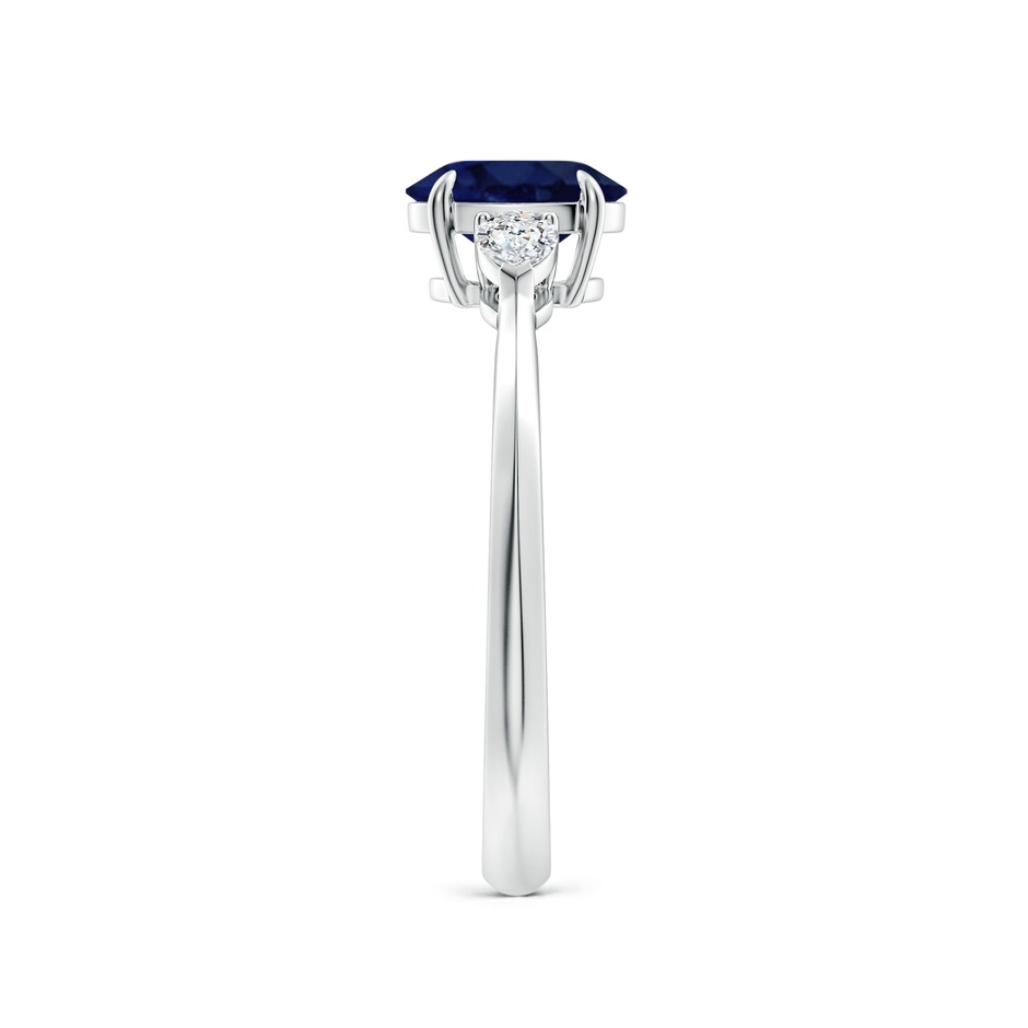 7x5mm A Oval Blue Sapphire and Pear Diamond Three Stone Engagement Ring in 9K White Gold side 299