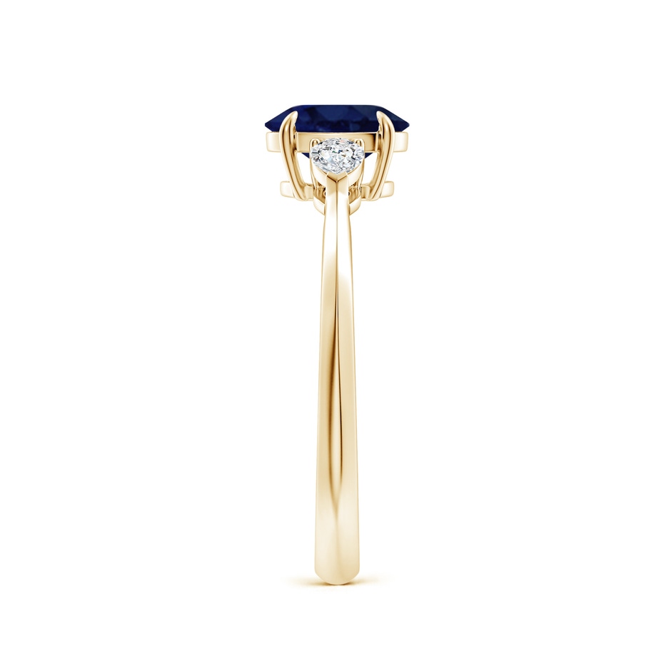 7x5mm A Oval Blue Sapphire and Pear Diamond Three Stone Engagement Ring in Yellow Gold side 299