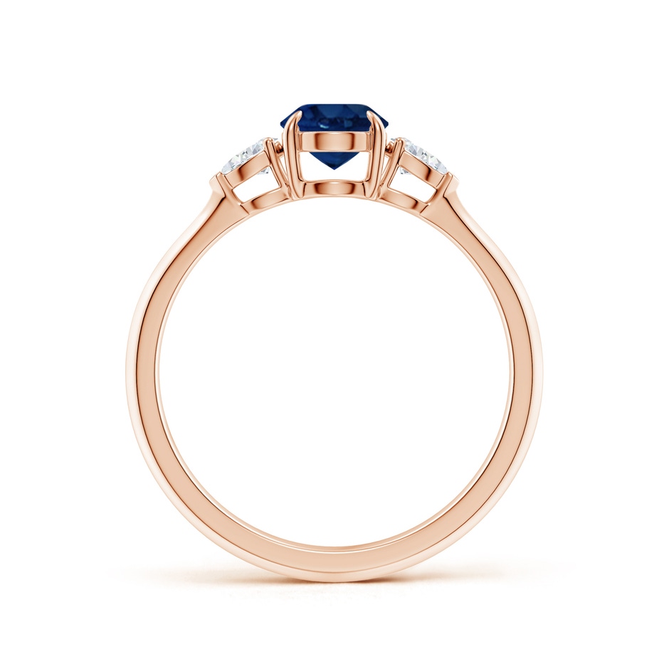 7x5mm AA Oval Blue Sapphire and Pear Diamond Three Stone Engagement Ring in Rose Gold side 199