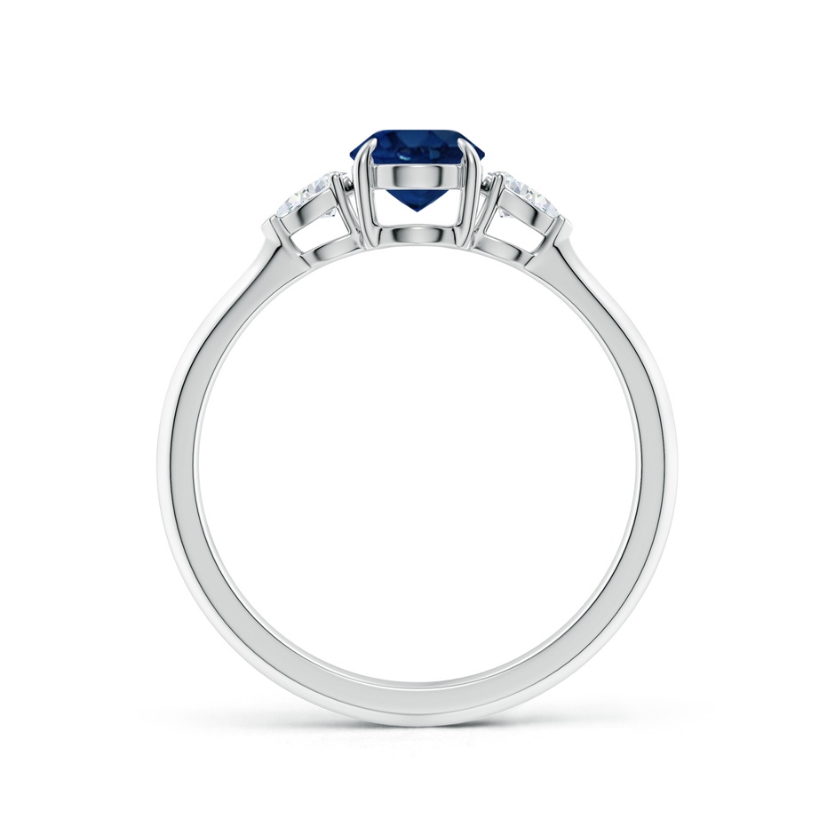 7x5mm AA Oval Blue Sapphire and Pear Diamond Three Stone Engagement Ring in White Gold side 199