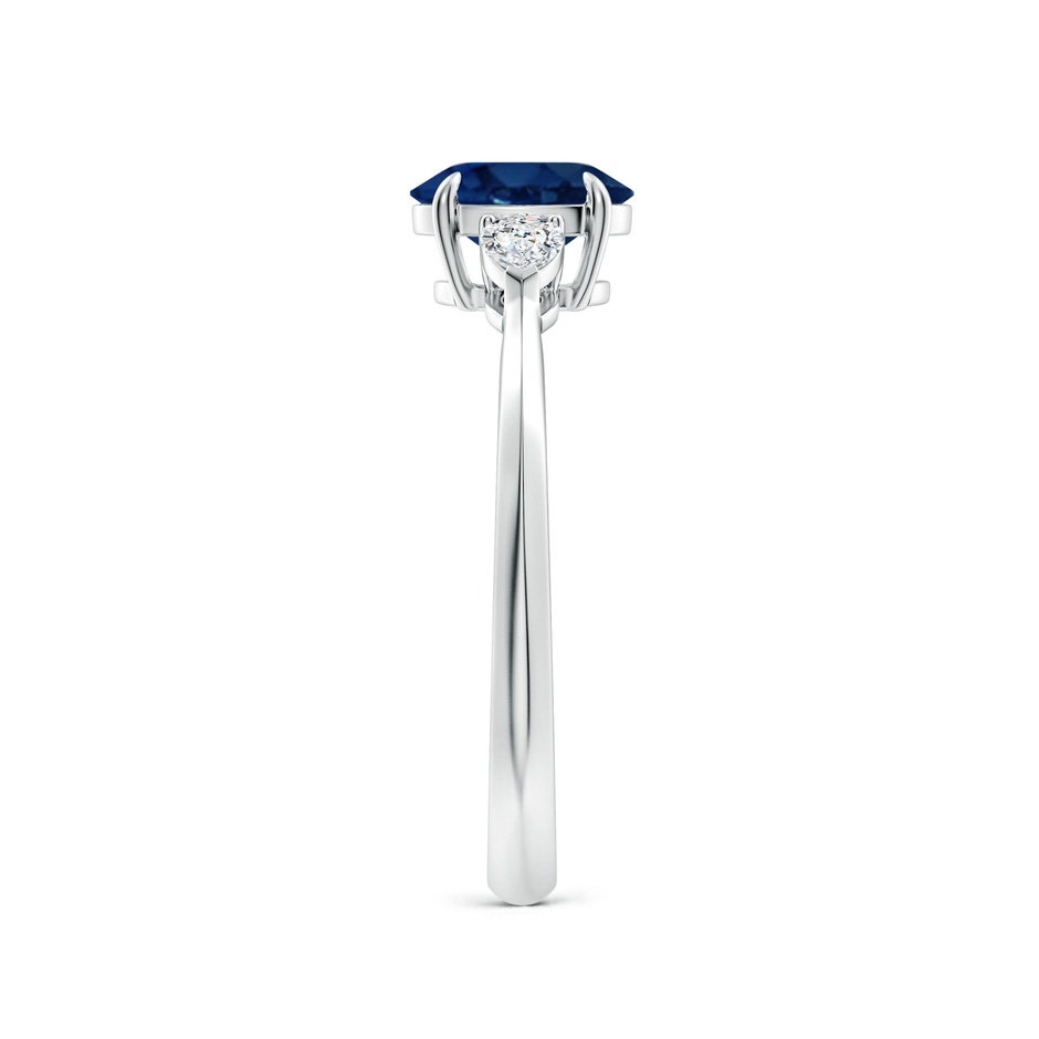 7x5mm AA Oval Blue Sapphire and Pear Diamond Three Stone Engagement Ring in White Gold side 299