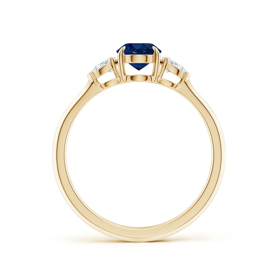 7x5mm AA Oval Blue Sapphire and Pear Diamond Three Stone Engagement Ring in Yellow Gold side 199