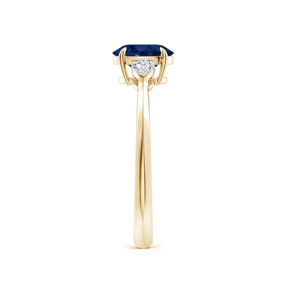 7x5mm AA Oval Blue Sapphire and Pear Diamond Three Stone Engagement Ring in Yellow Gold side 299