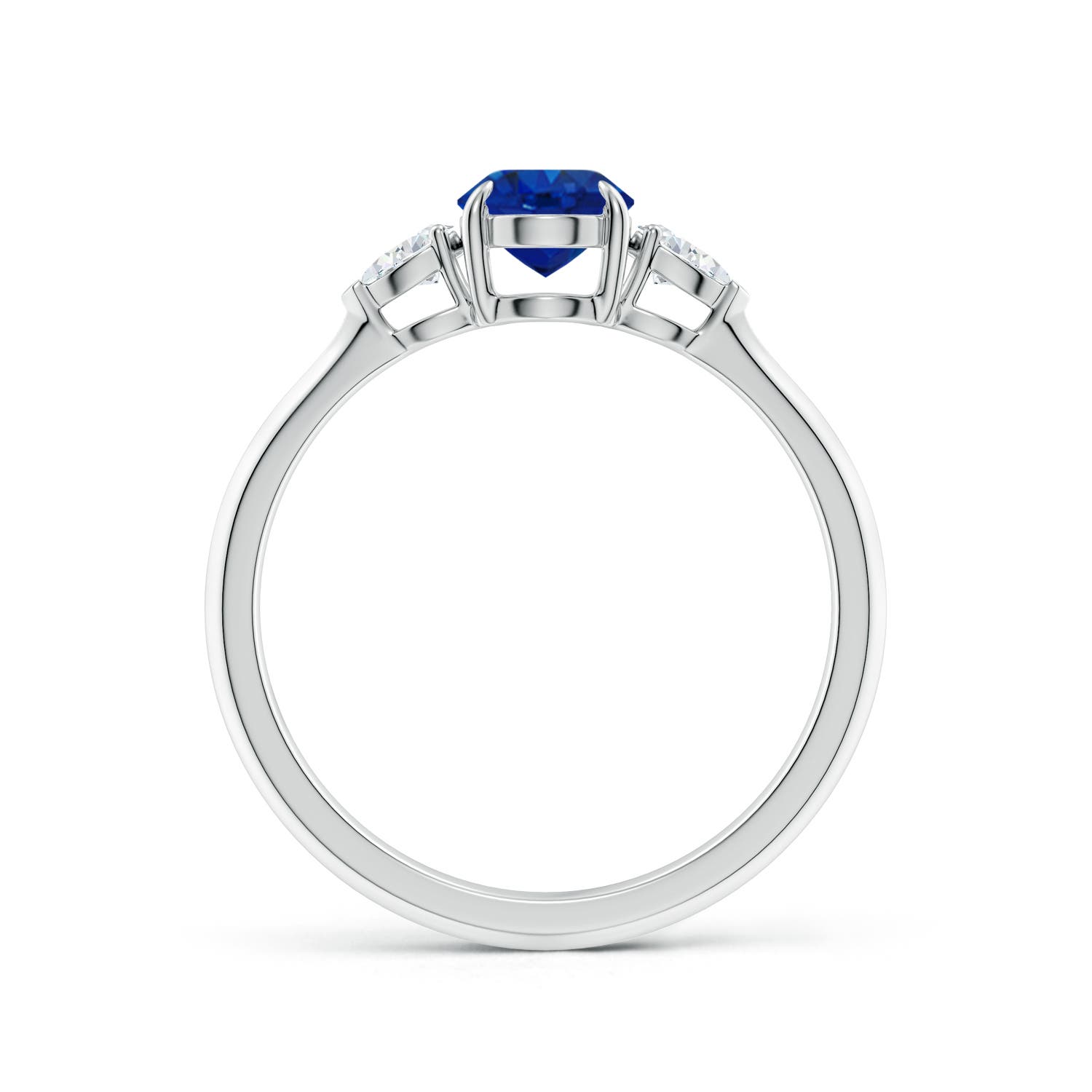 7x5mm AAA Oval Blue Sapphire and Pear Diamond Three Stone Engagement Ring in P950 Platinum