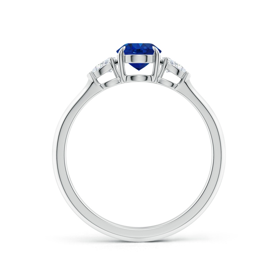 7x5mm AAA Oval Blue Sapphire and Pear Diamond Three Stone Engagement Ring in White Gold side 199