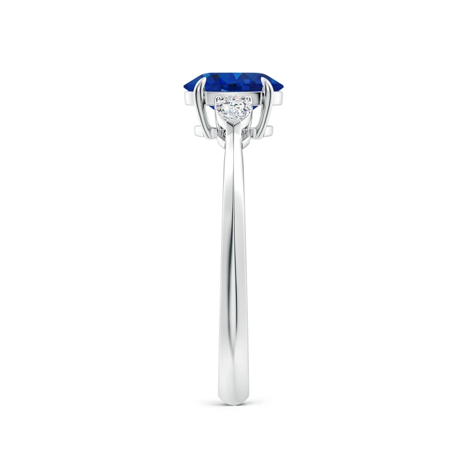 7x5mm AAA Oval Blue Sapphire and Pear Diamond Three Stone Engagement Ring in White Gold side 299
